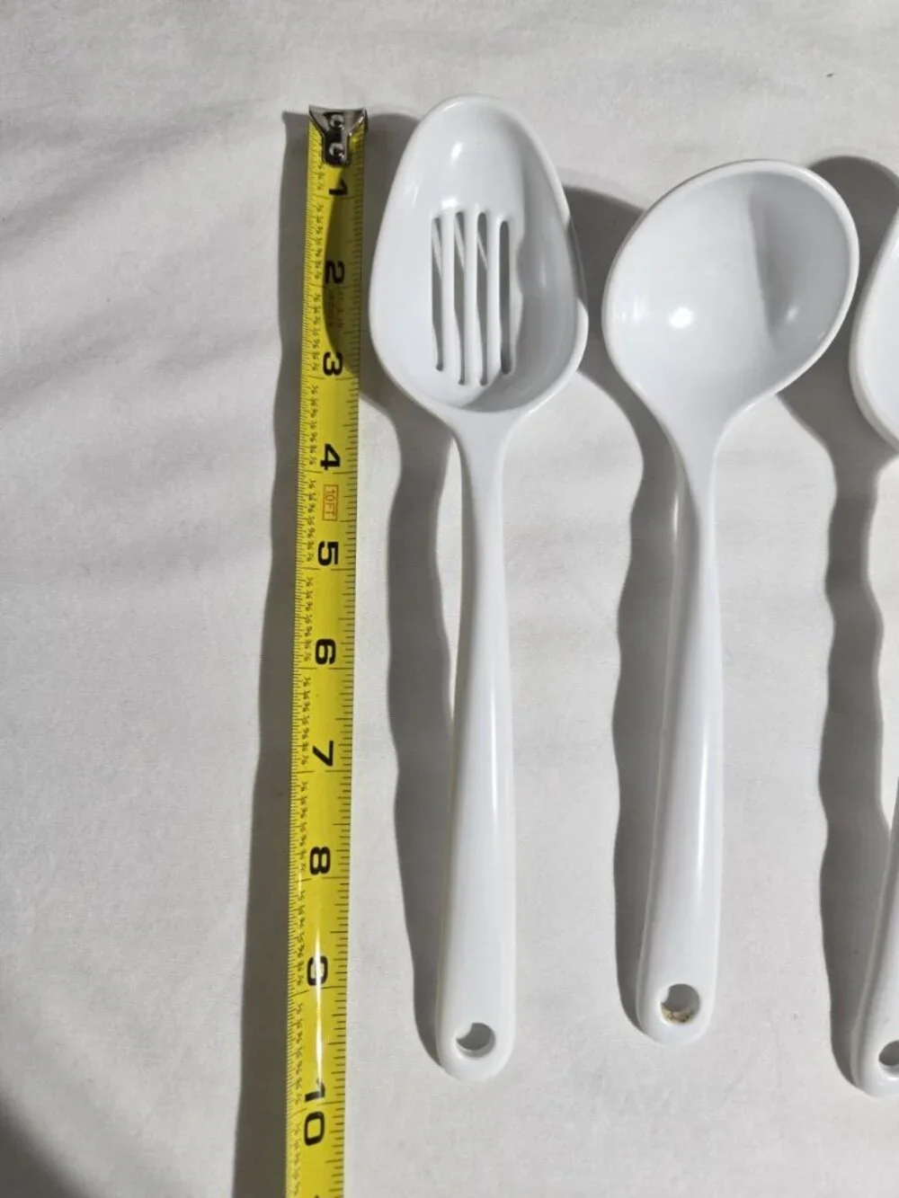 Copco White Melamine Cooking Utensil Set 4 Pc Slotted Spoon Ladle Cake Server